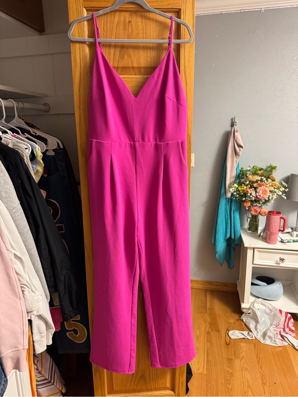 Hot Pink Women's Wide-Leg Jumpsuit